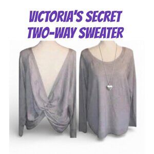 Victoria's Secret-SMALL Two Way Sweater Gray Long Sleeve Top - NEW!